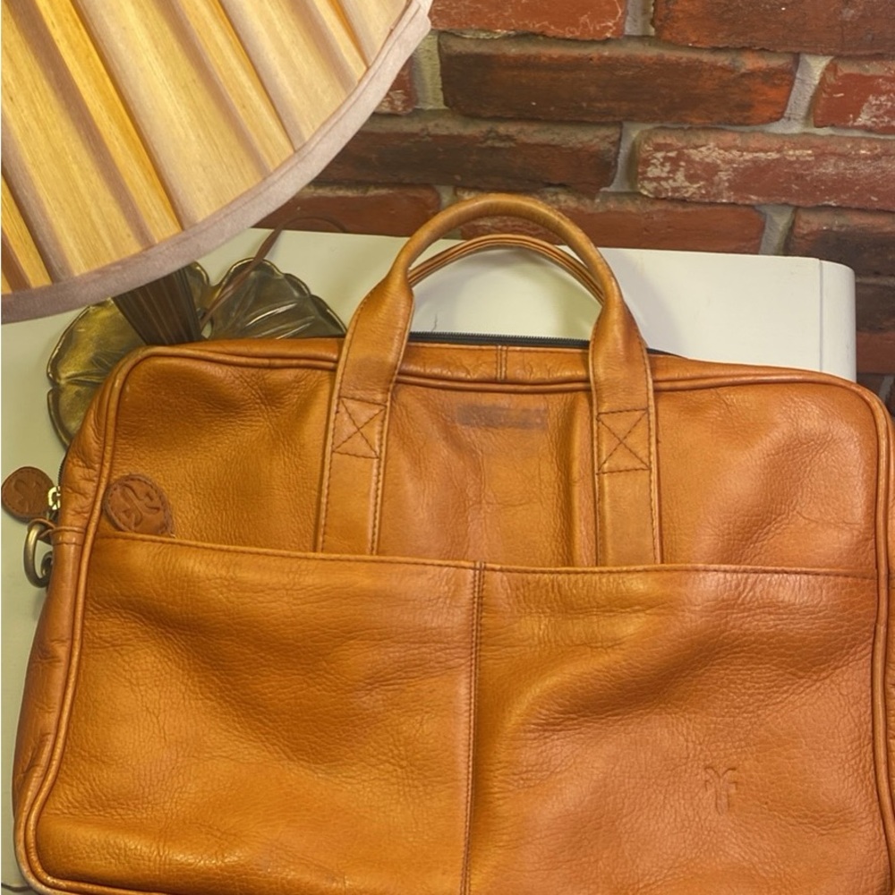 Frye Men's Leather Briefcase in Cognac